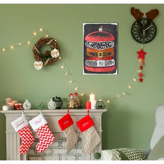 queence Metallbild »Santa Burger« Weihnachten   Weihnachtsbaumkugel 1 Stk. tlg. Stahlschilder, rot
