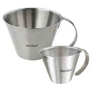 Zenker Messbecher, Set aus 2, Edelstahl, 250 ml und 1 Liter, mit Ausgießer