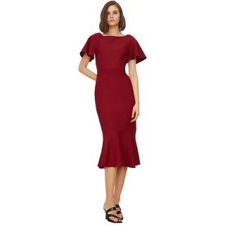 Trendyol Burgundvolumen Midi-Kleid, 36