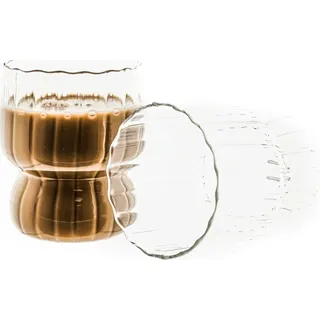8 Tlg. Trinkgläser Set 300 ml aus Borosilikatglas Espressogläser Hitzebeständig Riffle Design