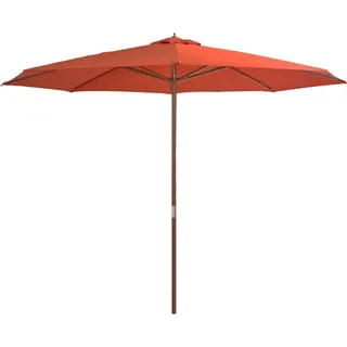 The Living Store Sonnenschirm mit Holzmast 350 cm Terrakotta - Braun