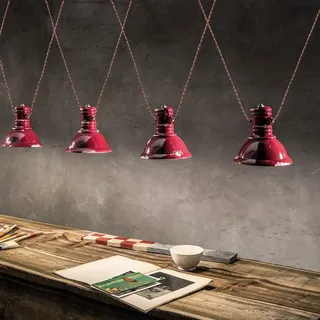 Ferroluce Industrial Deckenleuchte aus Keramik Rot Rund - Rot