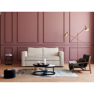 Schlafsofa mit Matratze 4-Sitzer - Cord - Beige - Liegefläche mit Lattenrost mit breiten Latten 160 cm - Matratze 22 cm mit Memory Schaum - LORETO