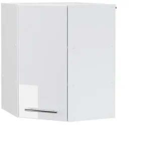 Vicco Eckhängeschrank Fame-Line Weiß Hochglanz 57 cm , Holzwerkstoff , 3 Fächer , Formgebogen , 57x72x34.1 cm , Küchen, Küchenmöbel, Küchenschränke, Küchenoberschränke