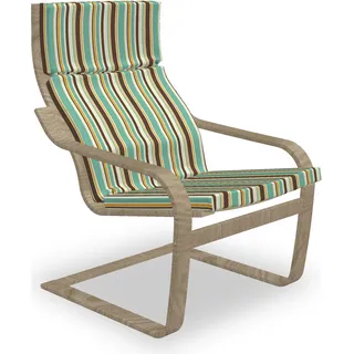 ABAKUHAUS Gestreift Poäng Sessel Polster, Nostalgische Mode-Kunst, Sitzkissen mit Stuhlkissen mit Hakenschlaufe und Reißverschluss, Brown Teal - Braun