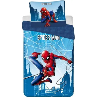 JERRY FABRICS Leinen inklusive Spiderman Blau 04 Baumwolle, 140/200, 70/90 cm - Blau