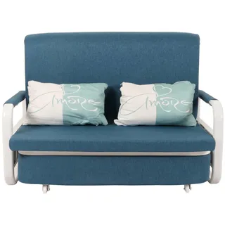 MCW Schlafsofa MCW-M83, Schlafcouch Couch Sofa, Schlaffunktion Bettkasten Liegefläche, 130x185cm ~ Stoff/Textil dunkelblau