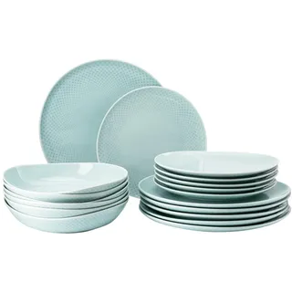 Rosenthal Junto Opal Green, grün, Set 18-teilig, Teller flach und Teller tief, spülmaschinen- & mikrowellenfest