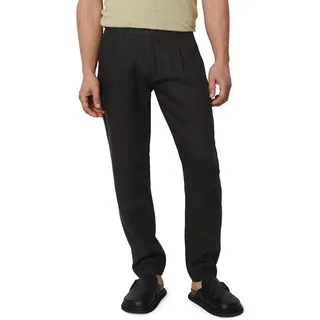Marc O'Polo Herren Leinenhose mit elastischem Bund lang, Schwarz (Black), W32/L32