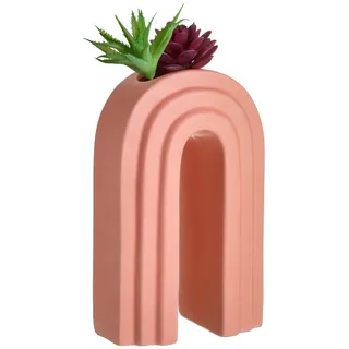 Vase , Orange , Keramik , oval , 8x30x13 cm , nur für Seiden- und Kunstblumen geeignet, zum Stellen , Dekoration, Vasen, Keramikvasen