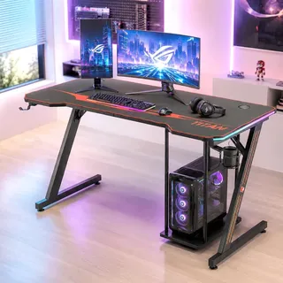 MY SIT Gaming Tisch 140 cm TITAN mit LED Beleuchtung und Mauspad - Schwarz