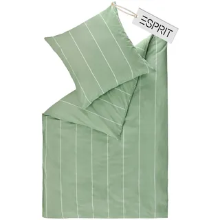 Esprit Home Premium Bettwäsche 155x220 Baumwolle Grün 2tlg - Bettwäsche-Sets 2teilig bestehend aus 1 Bettwäschebezug 155x220cm - inkl. 1 Kopfkissenbezug 80x80cm - Öko-Tex Zertifiziert