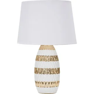 Tischlampe Barr, Schreibtischleuchte, Büroleuchte, Arbeitslampe, 33x33 h50 cm, Weiß und Gold - Weiß