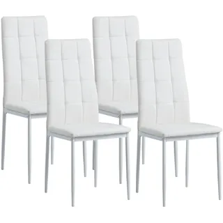 Albatros Esszimmerstühle RIMINI 4er Set, Weiss - Edles Italienisches Design, Polsterstuhl Kunstleder-Bezug, Modern und Stilvoll am Esstisch