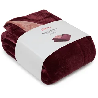 s.Oliver Doublesoft Kuscheldecke 150x200 - super kuschelig & warm, Polyesterflausch Decke dunkelrot Rose