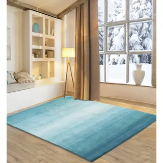 OTTO home Lessach Wollteppich 60 x 90 cm Blau/Türkis