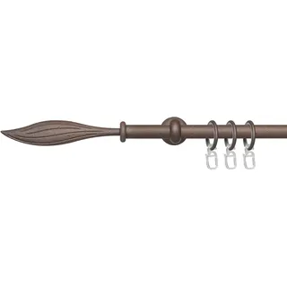 Gardinenstange LIEDECO "Esp Blatt" Gr. 3, braun (rost), L:200cm Ø:16mm, Metall, Gardinenstangen, Gardinenstange, 1-läufig im Fixmaß Ø 16 mm