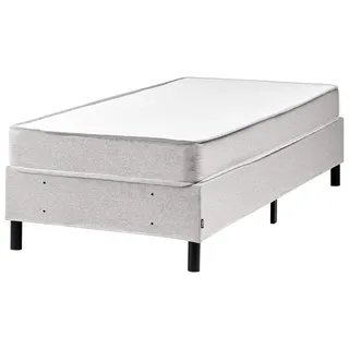 BELIANI Bett Hellgrau Stoff 90 x 200 cm mit Taschenfederkernmatratze Metallrost ohne Kopfteil Modernes Design Boxspringbett Polsterbett für Schlafzimmer - Grau, Braun