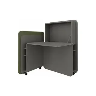 fm FLATup  Sekretär basalt/dunkelgrün rechteckig, schwarz 107,0 x 41,5 - 91,0 cm