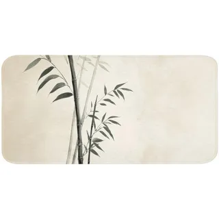 OnlyWow Badematte Japandi - Bambus - Beige Badezimmerteppich 120x60 cm , Ecru , Textil , Füllung: Polyurethan (Pur) , Rechteckig , 120x60 cm , Heimtextilien, Badtextilien, Badematten
