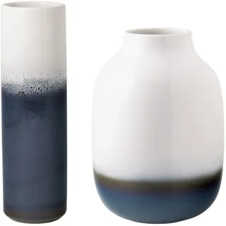Villeroy & Boch like. by Villeroy + Boch Dekovase "Vasen Lave Home 22 cm + 25 cm 2er Set weiß-blau", weiß, blau),