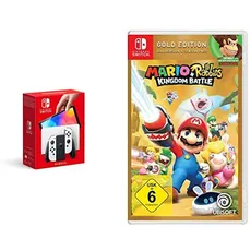 Nintendo Switch-Konsole (OLED-Modell) Weiß + Mario & Rabbids Kingdom Battle - Gold Edition Switch