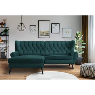 Stylife Ecksofa , Petrol , Holz , Buche , vollmassiv , Uni , Ottomane links, L-Form , 237x165 cm , Typenauswahl, Stoffauswahl, seitenverkehrt erhältlich, Rücken echt, Armteil links, Armteil rechts , Wohnzimmer, Sofas & Couches, Wohnlandschaften, Ecksofas