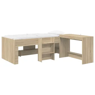 vidaXL Hochbett mit Schreibtisch für Kinder 2 Stk. Sonoma-Eiche - Braun