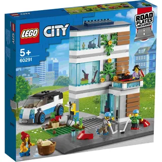 LEGO 60291 City Modernes Familienhaus, Puppenhaus mit Straßenplatten und 4 Minifiguren, kreatives Kinderspielzeug für Jungen und Mädchen ab 5 Jahren - Beige