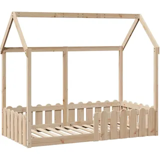 Langlebige Kinderbett Hausbett 80x160 cm Massivholz Kiefer Gästebett mit Lattenrost Möbel8228221 - Braun
