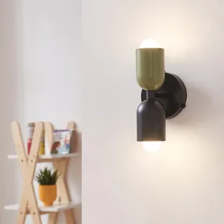 Wandleuchte 'Trorlos' 2-flammig Metall 22 x 12 x 12 cm Grün / Schwarz - Grün