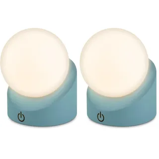 BRILONER - Mini LED Tischlampe kabellos IP54 mit Touch, dimmbar in Stufen, Akku & Lichtquelle tauschbar, Nachttischlampe, Kugel, LED Lampe, Akku Tischleuchte, Outdoor Lampe, 10x8x9 cm, Blau