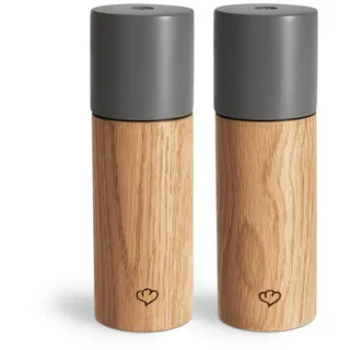 SPRINGLANE Salz & Pfeffermühle 2er Set aus Buchenholz & Beton, Gewürzmühle, Chilimühle, Verstellbares Keramikmahlwerk, Unbefüllt, Skandinavisches Design