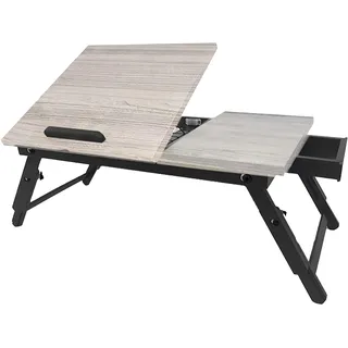 Relaxdays Laptoptisch für Bett & Couch, klappbarer Betttisch, Bambus, höhenverstellbar, Betttablett, grau/schwarz