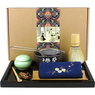 Japanisches Matcha Tee Set mit Schneebesen, Schaufel und Schüssel