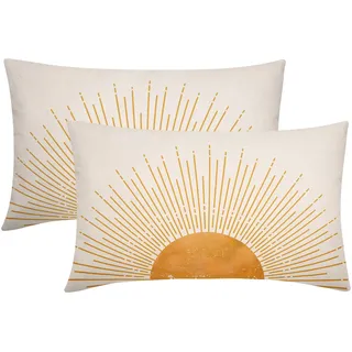 aportt Sun Sunrise Sunshine Lendenkissenbezüge, 30,5 x 50,8 cm, Sonnenuntergang, Boho, abstrakt, rechteckig, senfgelb, Bohemian-Dekokissen, 2er-Set, Strandzimmer-Dekoration, ästhetisch für Couch,