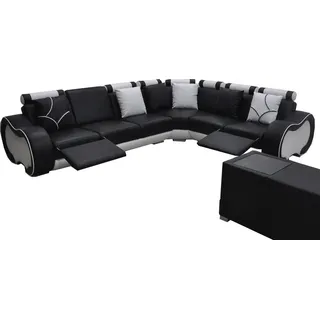 Ecke Leder Modern XXL Couch Wohnlandschaft Ledersofa Sofa L-Form C4030 - Schwarz
