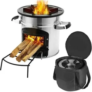 Portable Holzkachel für Camping - Grillen und BBQ - rostfreier Stahl