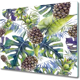 Schneidebrett für die Küche - Schneidebrett aus Glas - Herdabdeckung - Hawaii-Blätter