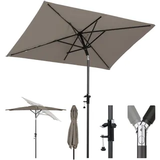 Sekey Sonnenschirm Balkon Rechteckig 200×125 cm Gartenschirm mit Balkongeländer UV50+ Kippbar Outdoor-schirm für Balkon Terrasse, Taupe - Taupe