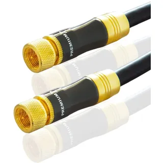Premium X 3m Sat-Kabel - Satelliten-Kabel, Antennenkabel, Koaxialkabel TV Kupfer mit vergoldeten F-Steckern - Gold-Line, Abschirmmaß 135dB, Fernseher & Radio - 4K, HDTV, DVB-T/C/S/S2
