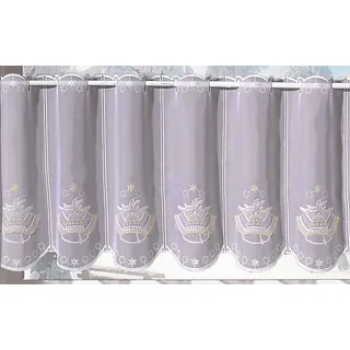 Stickereien Plauen Scheibengardine »Glocke« Durchzuglöcher 1 Stk. tlg. veredelt mit echter Plauener Spitze Stickerei, weiß