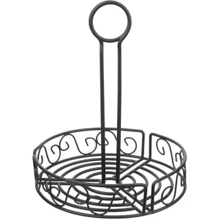 Olympia Draht-Gewürzhalter, Schwarz, Größe: 235 (H) x 195 (Durchmesser) mm, hält Menükarte im Griff, Halter für mehrere Soßenflaschen, GM245