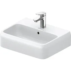 Duravit Qatego Handwaschbecken, 450x350mm, Unterseite glasiert, mit Überlauf, 074645, Farbe: 1 Hahnloch, mit HygieneGlaze