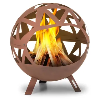 Blumfeldt Feuerschale, Robuste Outdoor Stahl-Feuerschale Groß für Balkon & Camping, Mobile Feuerschale 68 cm, Feuerschalen mit Standfuß, Wetterfeste Feuerschale für den Garten, Runde Feuerstelle