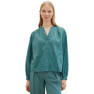 TOM TAILOR Langarmbluse mit Allover-Stickereien, grün