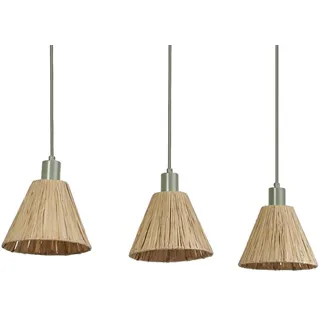 LEDVANCE Pendelleuchte 3-flammig Decor Raffia Linear grün aus Bast und Metall, E27, 845 mm Länge, Leuchtenschirm aus recyceltem Material, nachhaltig durch austauschbare Lichtquelle, einfache Montage