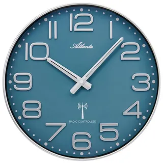 Atlanta 4539/19 Funk-Wanduhr Silberfarben/Blau