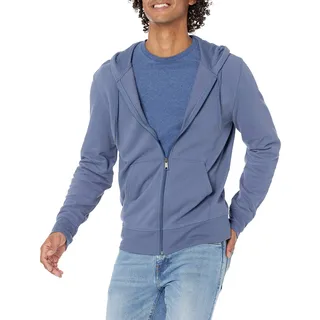 Amazon Essentials Herren Leichter French-Terry-Hoodie Mit Durchgehendem Reißverschluss Und Bequemer Passform, Indigo, XL