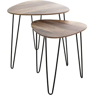 Haku-Möbel HAKU Möbel Beistelltische-Set dreieckig abgerundet MDF-Platte eiche, 1 Set